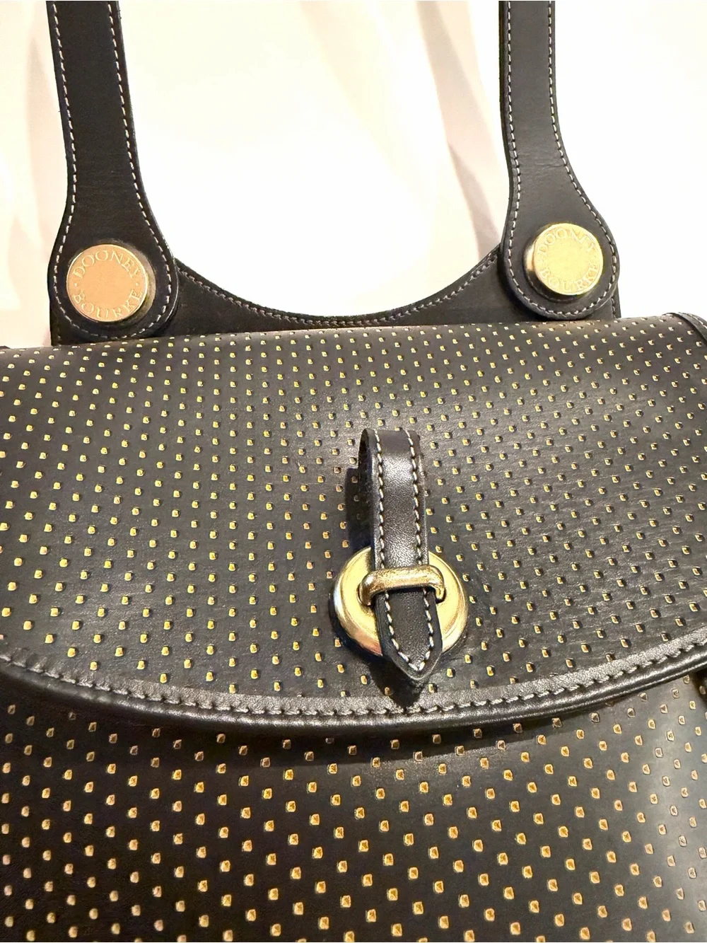 DOONEY & BOURKE•black perforated leather cabriolet vintage shoulder bag - Picture 7 of 14